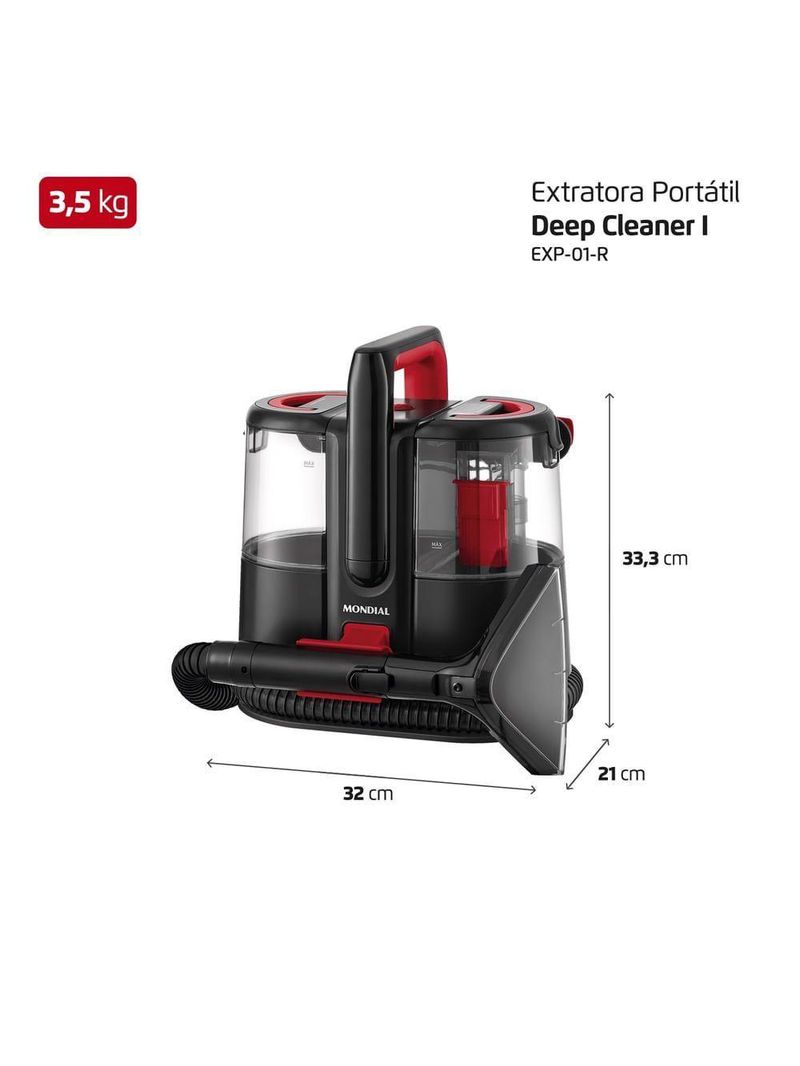 Extratora E Higienizadora Portátil Deep Cleaner I Mondial 1650W EXP-01-R 127V 60hz