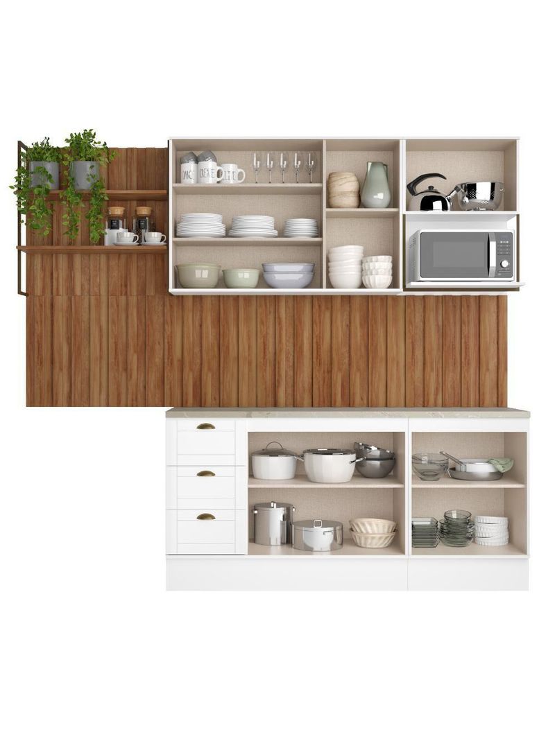 Cozinha Completa Milla Max Armário E Balcão Branco Carraro