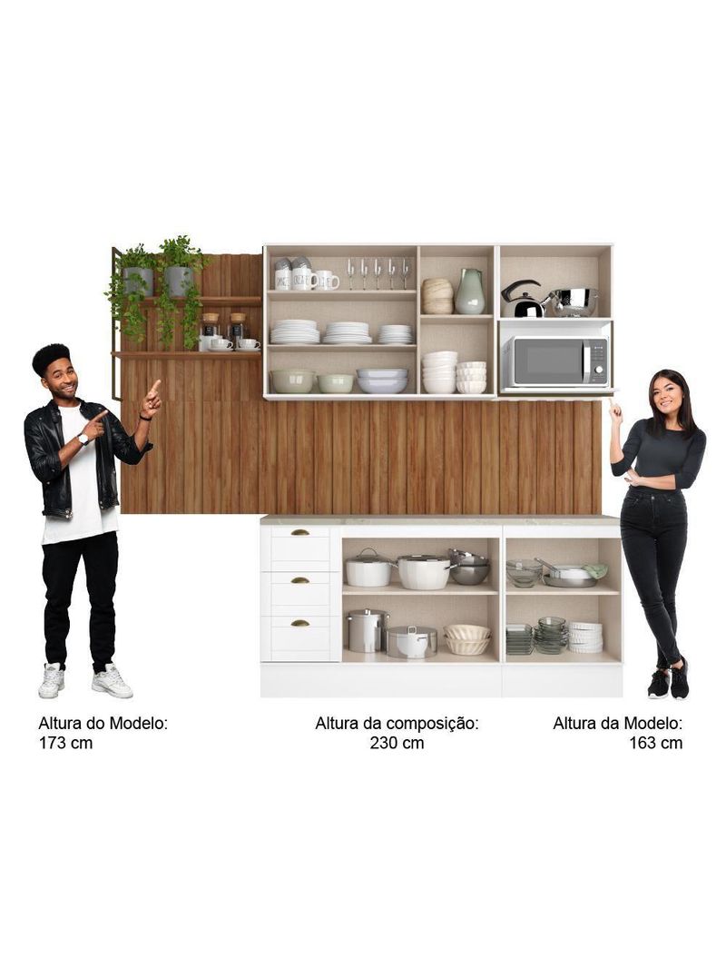 Cozinha Completa Milla Max Armário E Balcão Branco Carraro