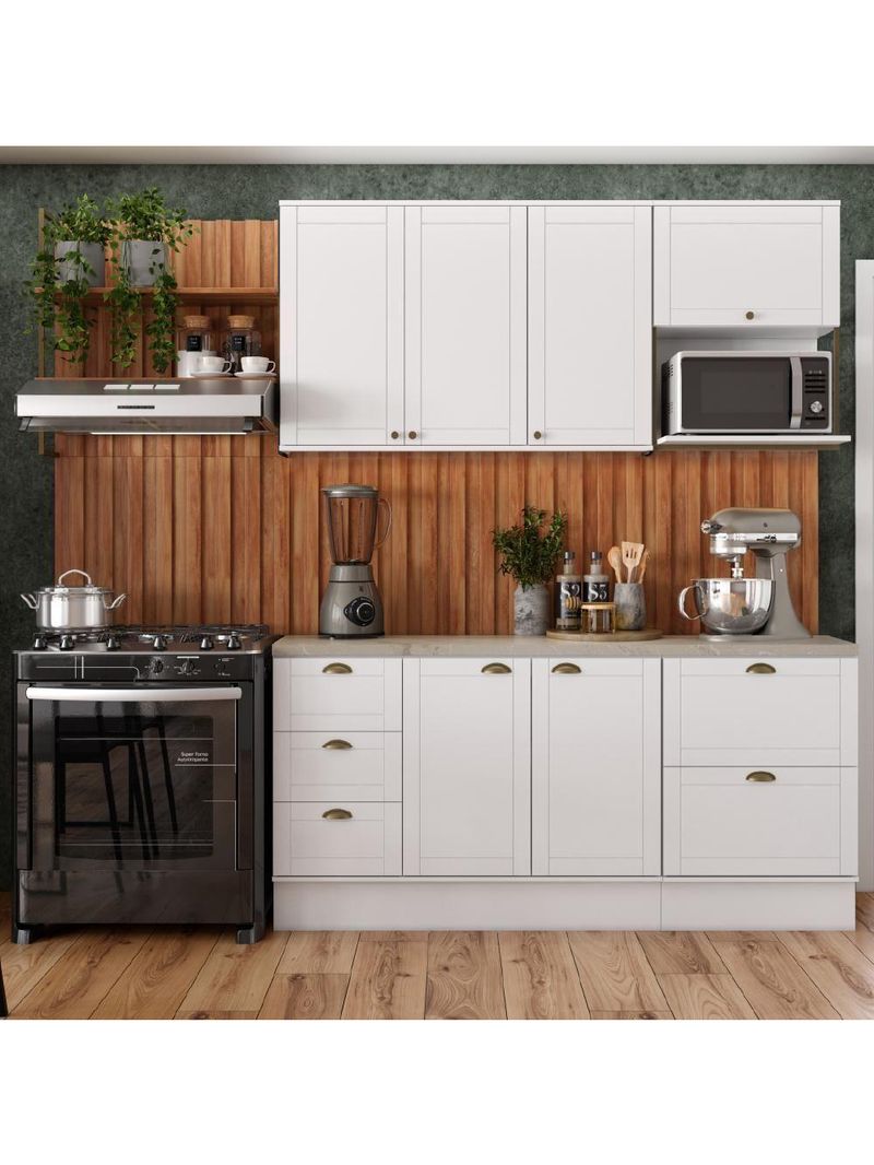 Cozinha Completa Milla Max Armário E Balcão Branco Carraro