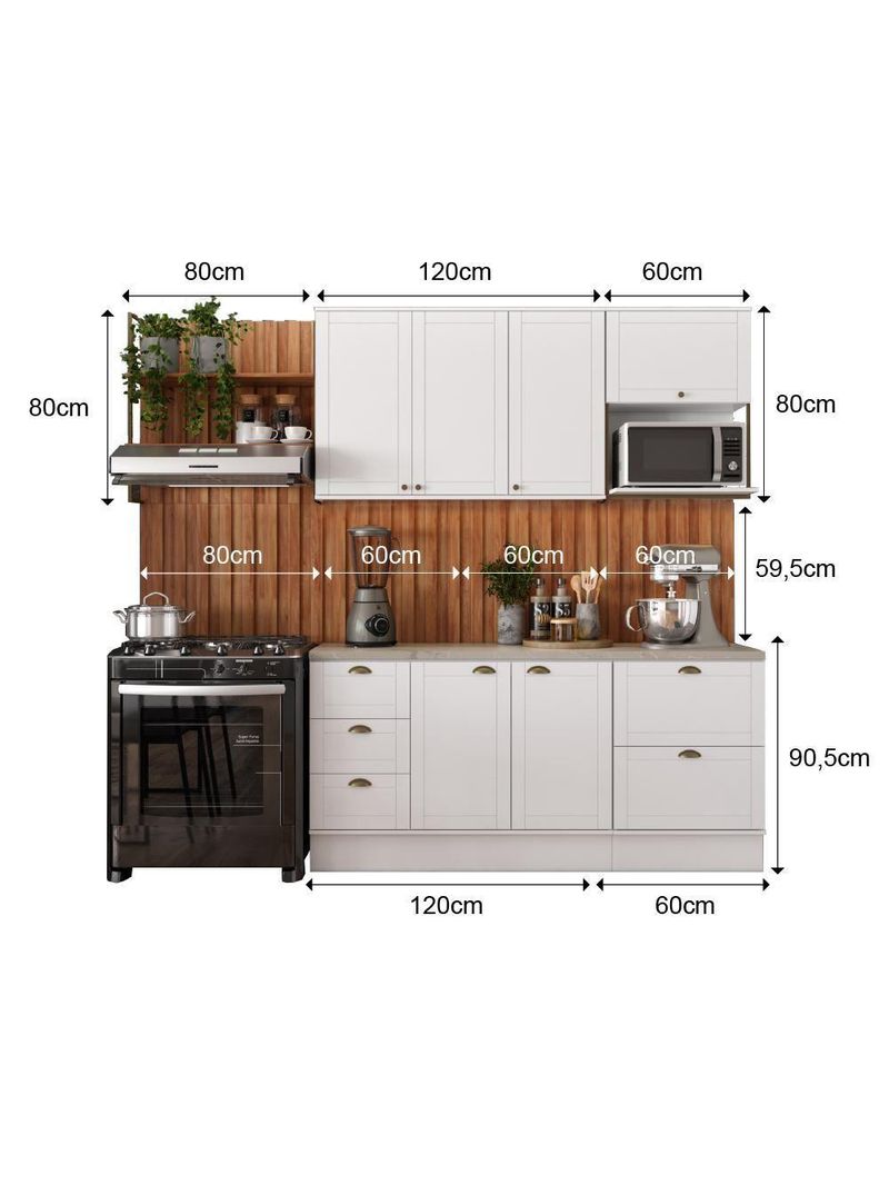 Cozinha Completa Milla Max Armário E Balcão Branco Carraro