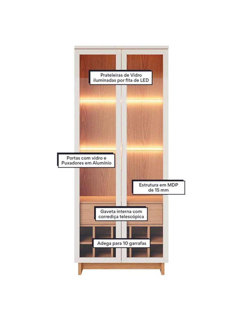 Cristaleira Guanabara Off White Freijó- Colibri