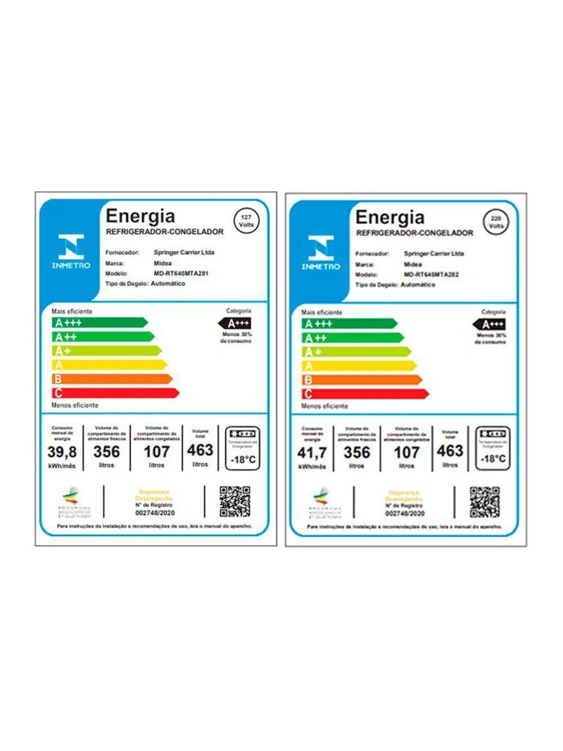 Geladeira Midea MD-RT645MTA Frost Free Duplex 463L Inox Black Edition Painel Touch e LED Preto – 127V