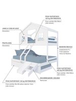 Treliche Casal/Solteiro Casinha dos Sonhos Kit Escada/Escorregador Madeira Maciça Branco Megamobilia