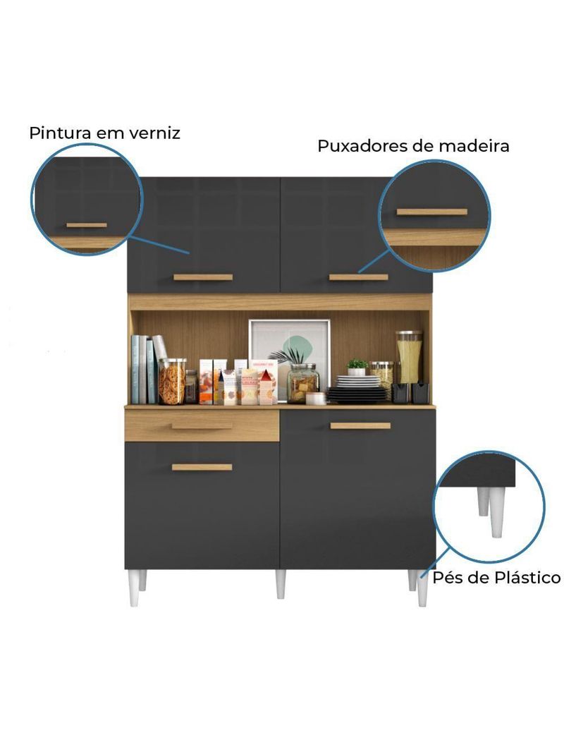 Armário De Cozinha Marina Atacama/Grafite