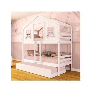 Treliche Casinha Dos Sonhos Madeira Maciça Branco/ Rosa Megamobilia