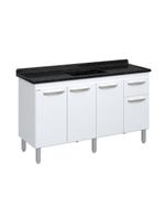 Balcão Flat Cozinha Para Pia 4 Portas 1 Gaveta 1,43m