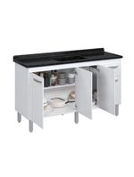 Balcão Flat Cozinha Para Pia 4 Portas 1 Gaveta 1,43m