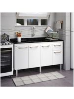Balcão Flat Cozinha Para Pia 4 Portas 1 Gaveta 1,43m