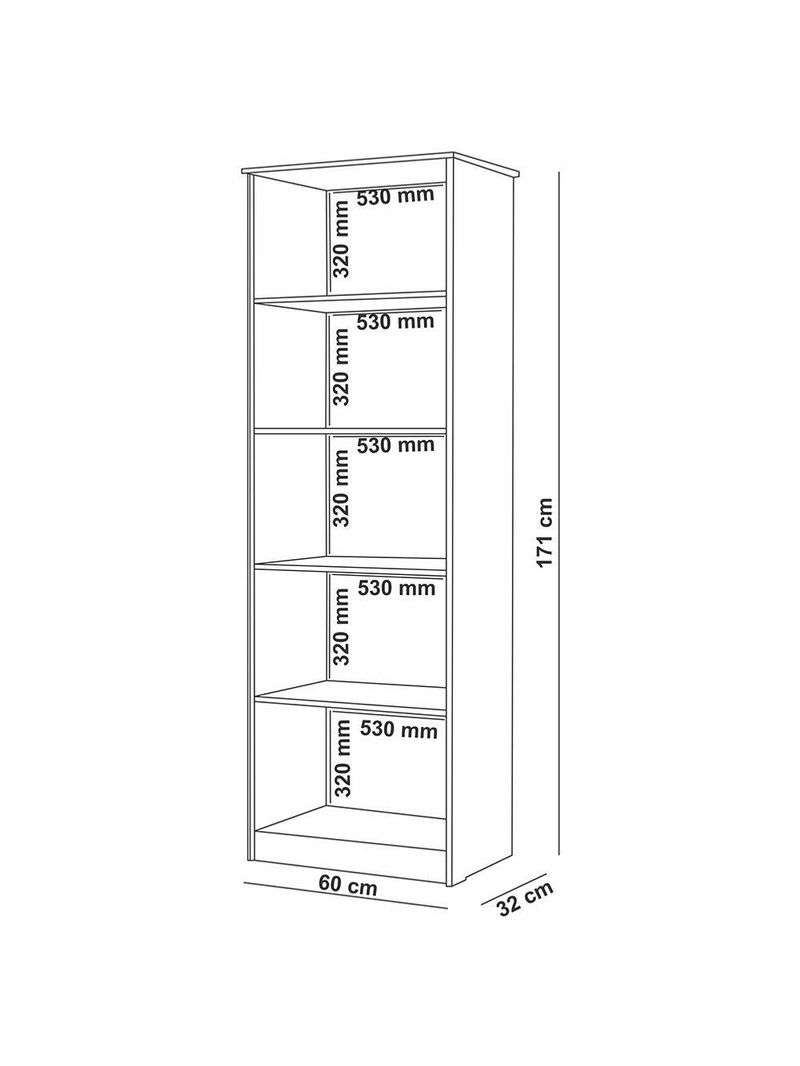Estante Livreiro Multi 4 Prateleiras 1,71m Office Jequitibá J&a Jequitibá