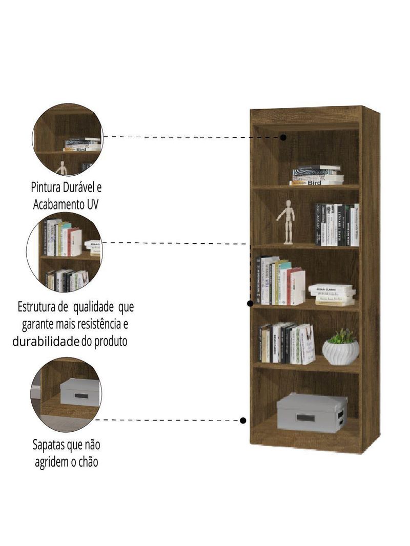 Estante Livreiro Multi 4 Prateleiras 1,71m Office Jequitibá J&a Jequitibá