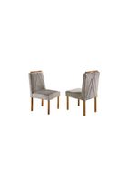 Conjunto Sala de Jantar 6 Lugares Mesa Lisy e 6 Cadeiras em Veludo - Móveis Mix - Cor: Mel/Off White