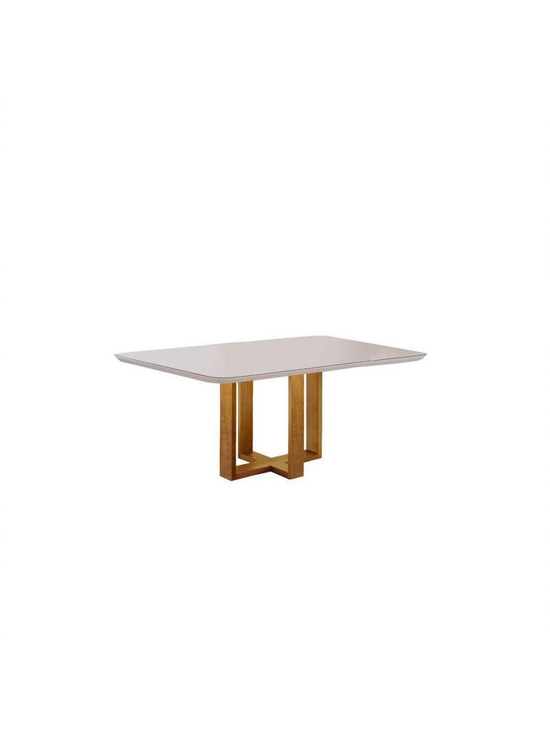 Conjunto Sala de Jantar 6 Lugares Mesa Lisy e 6 Cadeiras em Veludo - Móveis Mix - Cor: Mel/Off White