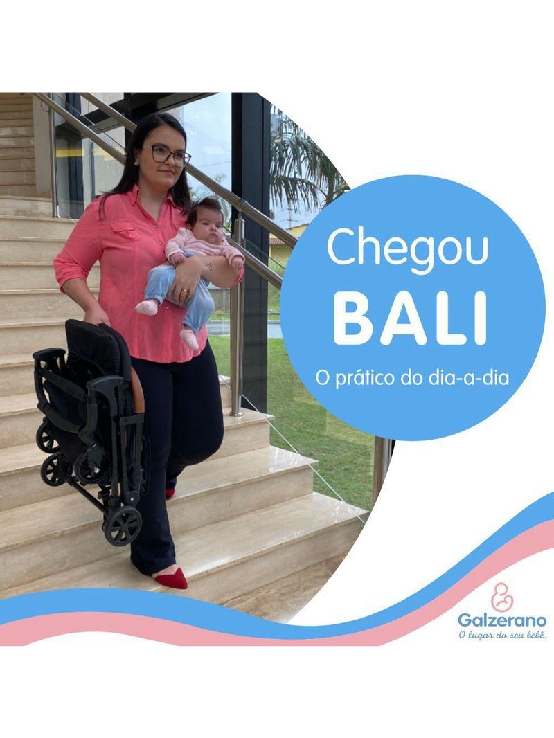 Carrinho de Bebê Galzerano Bali de 0 meses até 15kg - Preto