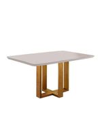 Conjunto Sala de Jantar Mesa e 4 Cadeiras Madeira Maciça Madri - Linho Cinza - Mel/off White/Cinza Claro