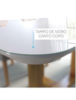 Conjunto Sala de Jantar Mesa e 4 Cadeiras Madeira Maciça Madri - Linho Cinza - Mel/off White/Cinza Claro