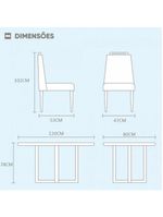 Conjunto Sala de Jantar Mesa e 4 Cadeiras Madeira Maciça Madri - Linho Cinza - Mel/off White/Cinza Claro