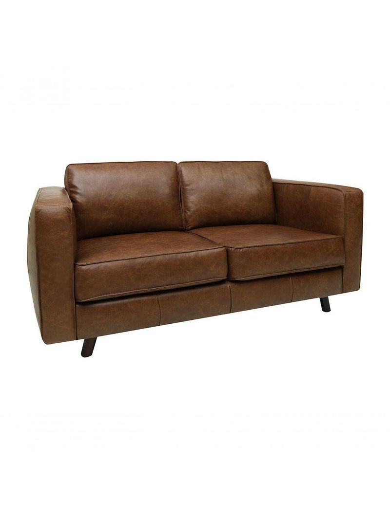 Sofá De Couro Guarujá 2 Lugares Soft Mel - Mempra Design