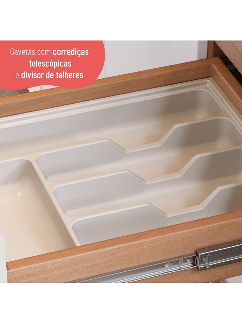 Cozinha Completa Thela Bárbara Torre Quente E Balcão P/ Pia Freijó/branco