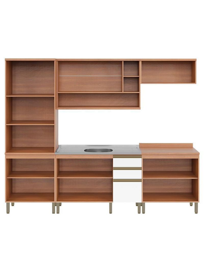 Cozinha Completa Thela Bárbara Torre Quente E Balcão P/ Pia Freijó/branco