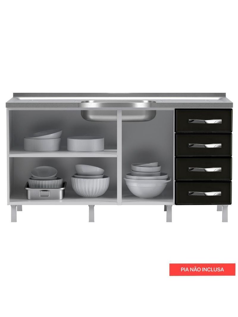 Balcão de Cozinha de Aço Telasul Star New S/tampo P/ Pia