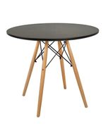 Mesa Redonda 90cm Com 4 Cadeiras Eames Eiffel Pés De Madeira Preta