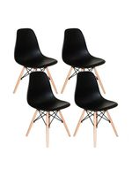 Mesa Redonda 90cm Com 4 Cadeiras Eames Eiffel Pés De Madeira Preta