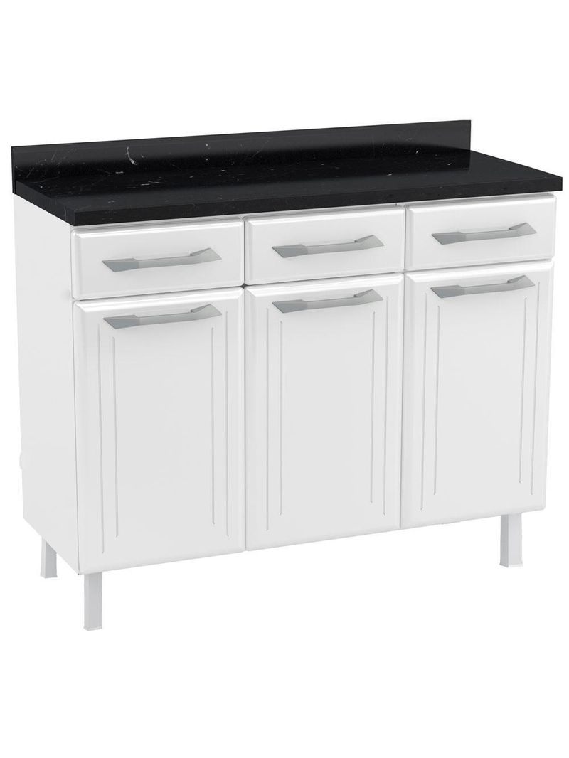 Balcão Gabinete de Cozinha Aço Telasul Topázio com Tampo