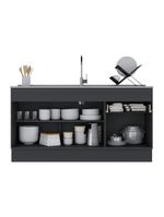 Balcão Cozinha Gabinete Pia 150 Cm 3 Portas 1 Gaveta Preto