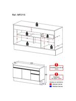 Balcão Cozinha Gabinete Pia 150 Cm 3 Portas 1 Gaveta Preto