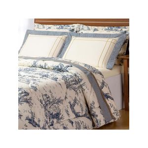 Kit Edredom Martin Queen Estampado + Lençol 07 Peças - Palha