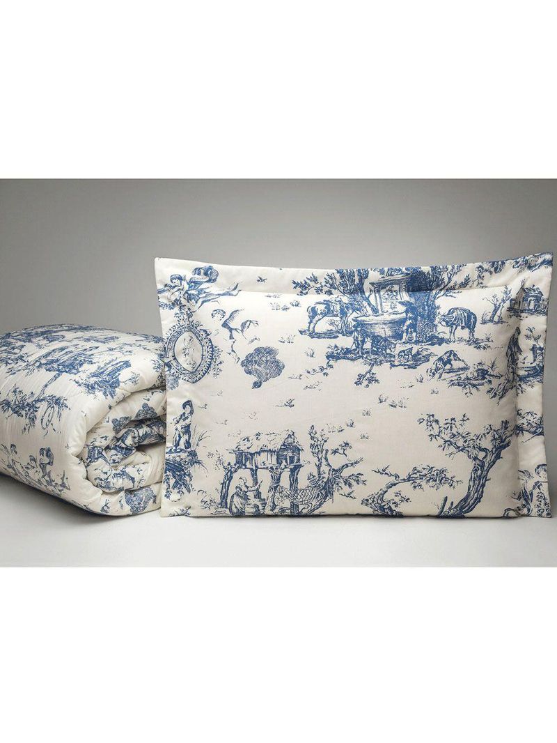 Kit Edredom Martin Queen Estampado + Lençol 07 Peças - Palha