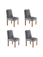 Conjunto 4 Cadeiras Safira Em Madeira Maciça Móveis Mundial Cinza Profundo