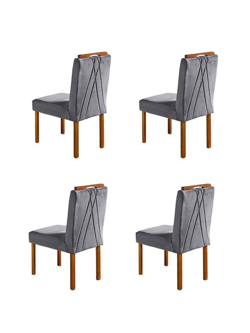Conjunto 4 Cadeiras Safira Em Madeira Maciça Móveis Mundial Cinza Profundo