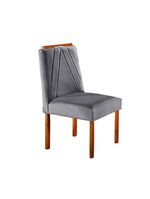 Conjunto 4 Cadeiras Safira Em Madeira Maciça Móveis Mundial Cinza Profundo