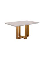 Conjunto Sala de Jantar Mesa Tampo de Vidro 4 Cadeiras Lisboa Mundial Móveis Mel/Cinza Mel/Cinza