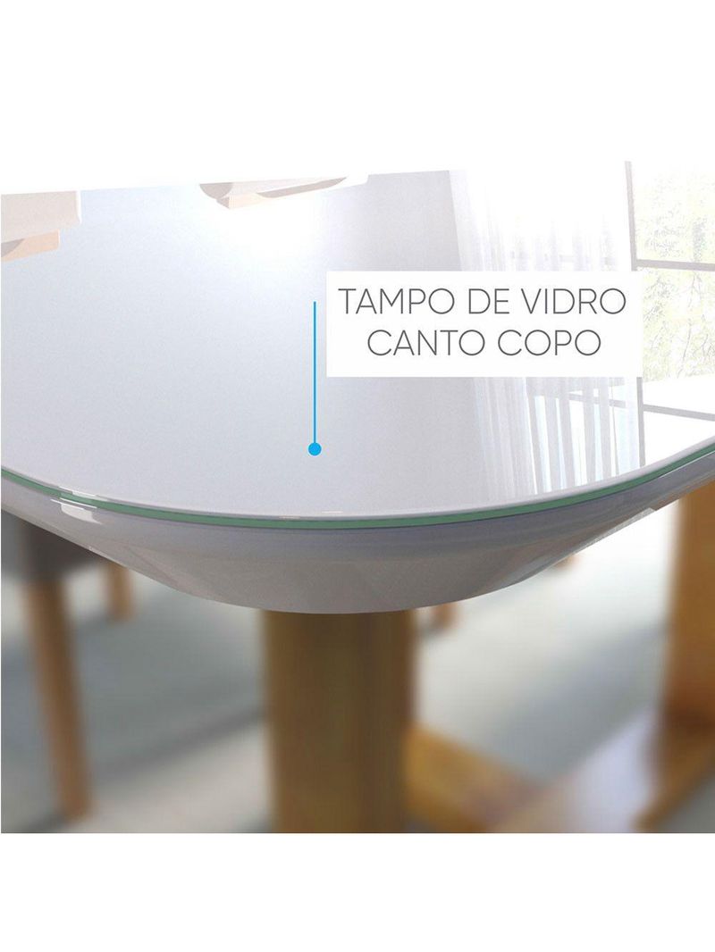 Conjunto Sala de Jantar Mesa Tampo de Vidro 4 Cadeiras Lisboa Mundial Móveis Mel/Cinza Mel/Cinza