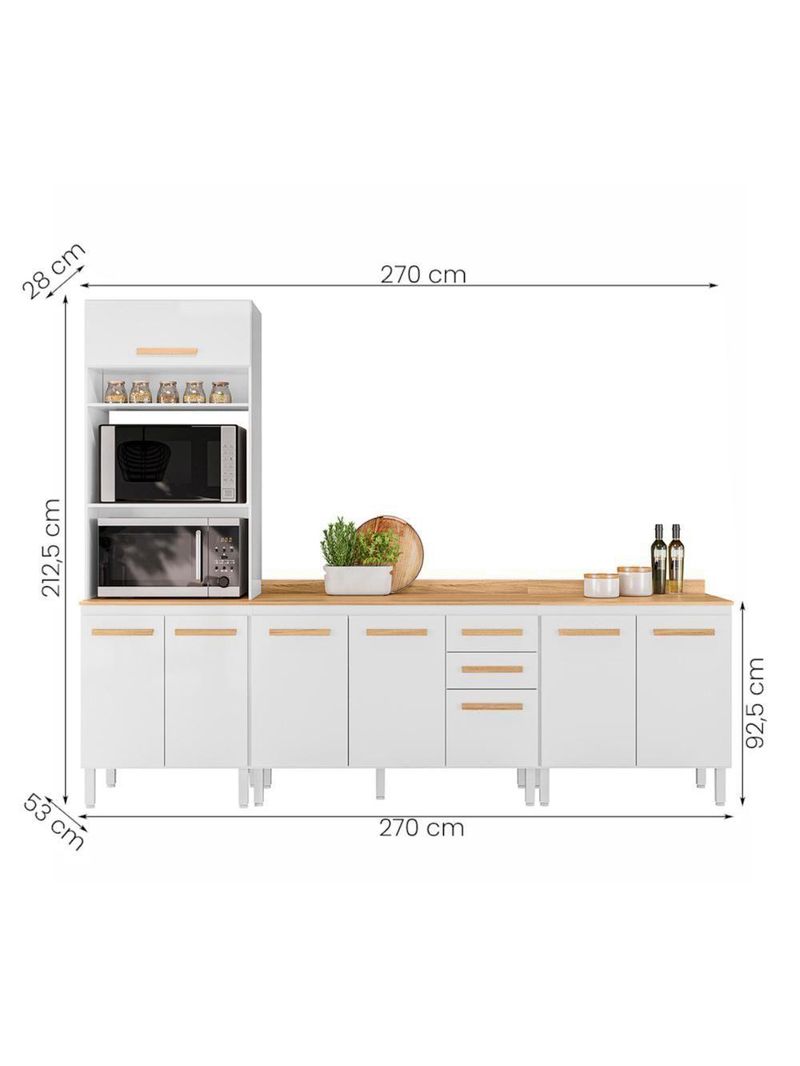 Conjunto De Cozinha Aria Modulado Com 8 Portas 2 Gavetas Branco