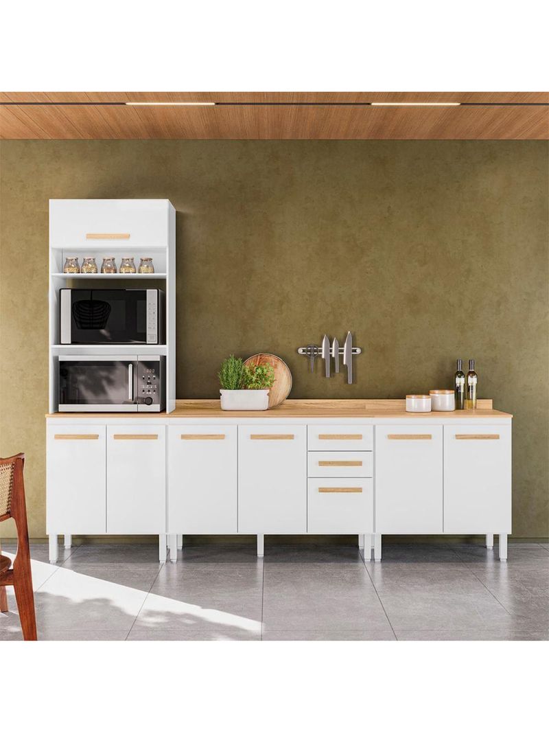 Conjunto De Cozinha Aria Modulado Com 8 Portas 2 Gavetas Branco