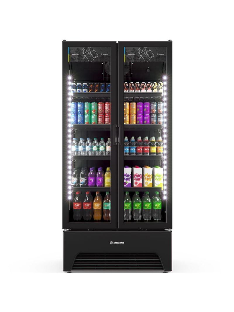 Expositor Optima Porta Dupla Slim Vb70ah All Black Metalfrio Refigerador 752 Litros All Black 220v