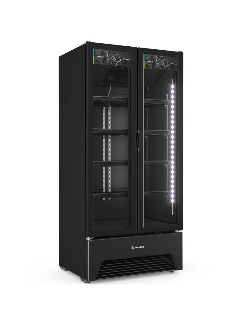Expositor Optima Porta Dupla Slim Vb70ah All Black Metalfrio Refigerador 752 Litros All Black 220v