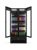 Expositor Optima Porta Dupla Slim Vb70ah All Black Metalfrio Refigerador 752 Litros All Black 220v