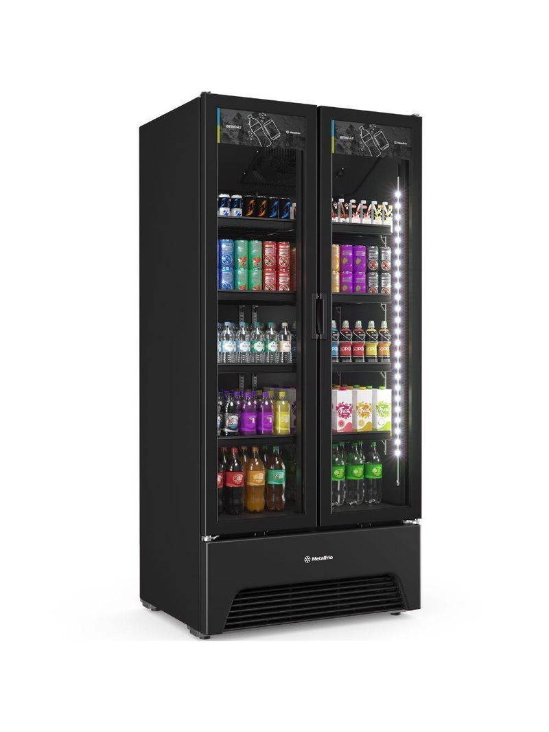 Expositor Optima Porta Dupla Slim Vb70ah All Black Metalfrio Refigerador 752 Litros All Black 220v