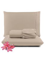 Jogo Cama Lençol Unique Queen 400 Fios Ponto Palito 3 Peças - Avelã