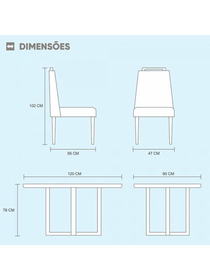 Conjunto Jantar 4 Lugares Mesa e Cadeiras Lisy Mel/Offwhite/Cinza