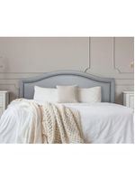 Cabeceira Queen Curva Luxo 160x60 Courino Cinza - Tachas Fumê