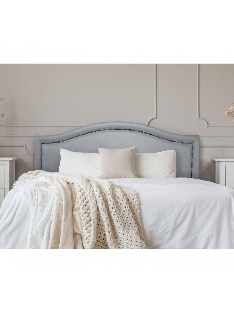 Cabeceira Queen Curva Luxo 160x60 Courino Cinza - Tachas Fumê