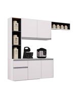 Cozinha Suspensa Com Balcão Mel 163 Cm Branco Preto - Poquema