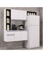 Cozinha Suspensa Com Balcão Mel 163 Cm Branco Preto - Poquema