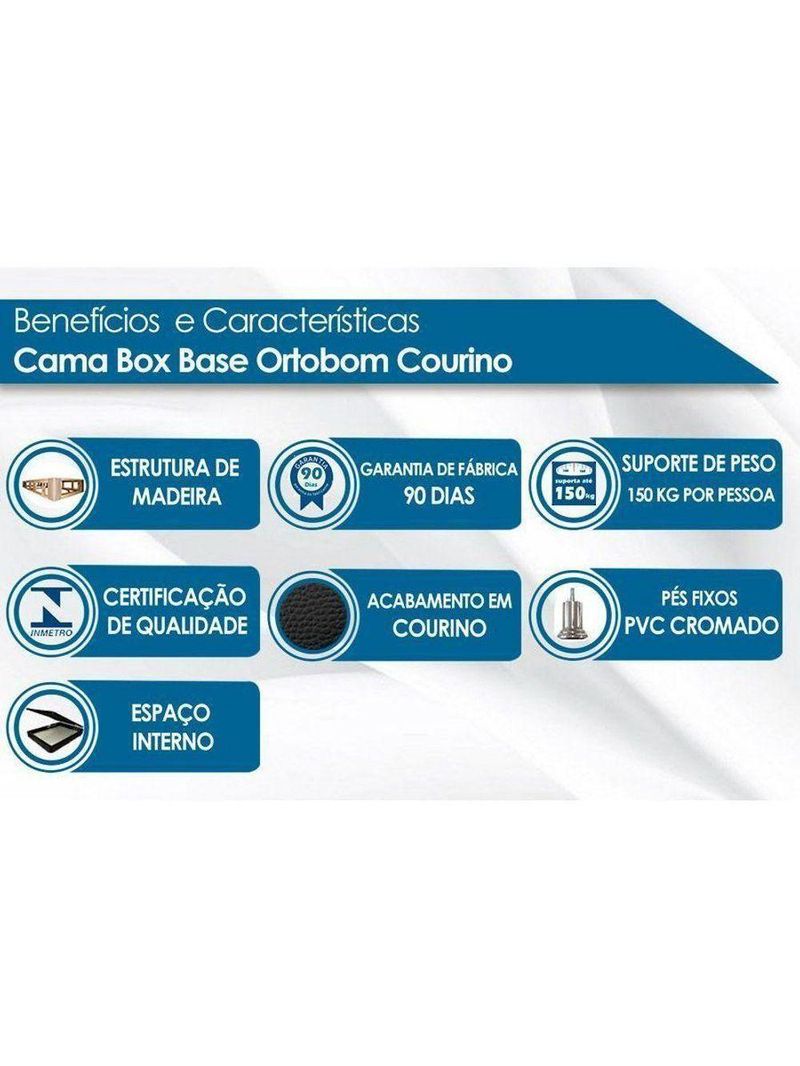 Cama Box Baú Casal Universal Courano Gray (138x188x35) - Ortobom